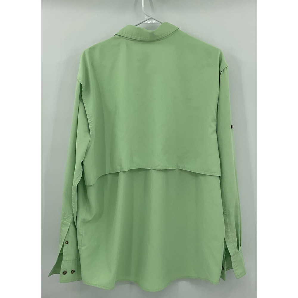 Cabelas Mens Fishing Shirt Large Green Long Sleeve UPF 30 Ventilated Button Down - Picture 2 of 10